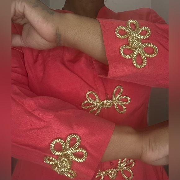 Vintage Elegant Coral Blazer/Jacket with Gold Accents - Picture 2 of 5